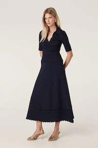 Skirts: Villa Knit Crepe Skirt - Navy