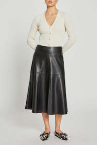 Skirts: Vegan Leather Skirt - Black
