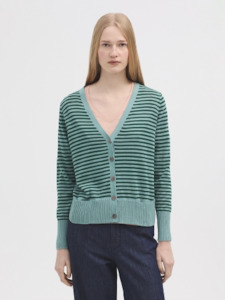Green Striped Cardigan