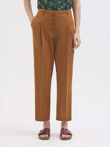 Trousers: Pinstripe Trousers - Ochre