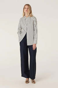 Cable: Lina Stripe Shirt - Navy Stripe