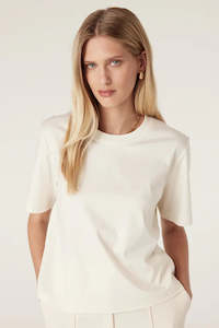 Cable: Pima Lantern Sleeve Top - Cream