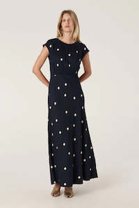 Melbourne Muse Dress - Navy Spot