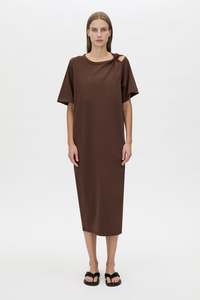 Dresses: Juno Knot Tee Dress - Chocolate