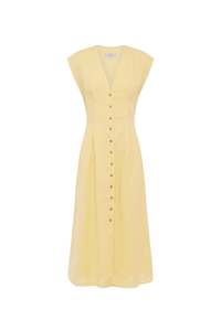 Dresses: Mira Midi Dress - Lemon