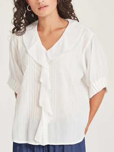 Tops: Elodie Ruffle Blouse - White