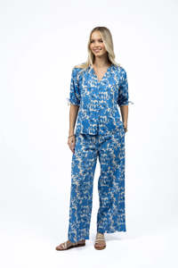 Fleur Blouse - Blue/Stone