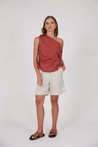 Tops: Palma Asymetric Top - Rhubarb