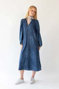 Paris Midi Dress - Denim Blue