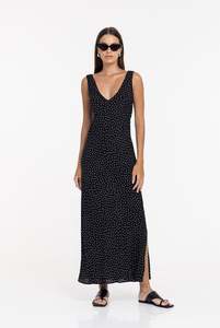 Alexandria Dress - Black w White Spot