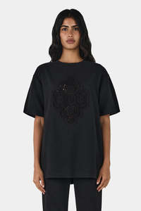 T Shirt: Marley Crochet Shirt - Black
