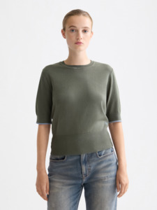 Short Sleeved Crew Neck Pullover - Thyme