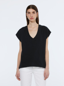 Scotch & Soda Slub V-Neck T-Shirt - Black
