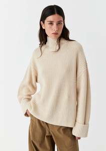 Morrison High Neck Knit Pullover - Stone