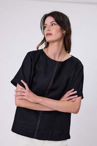 Sable Linen Top - Black