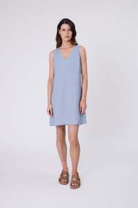 Luna Linen Dress - Blue Smoke