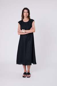 Sale: Costa Linen Dress - Black