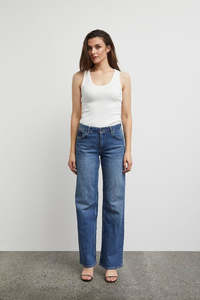 Pulz Vega Jeans Ultra Highwaist Wide Leg - Medium Blue