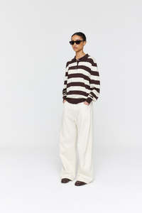 Noe Polo - Brown & Cream Stripe