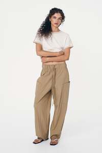 Rowie The Label: Jessica Cargo Pants - Washed Khaki