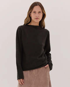 Cloth & Co The Funnel Neck Top - Loden