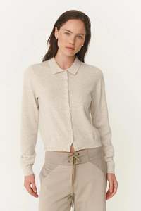 Celia Merino Knit Cardigan - Oat Marle