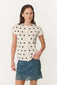 Sandra Merino Knit Top Bone -  Espresso Spot