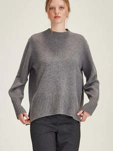 Knitwear: Rei Merino Sweater - Grey Marle