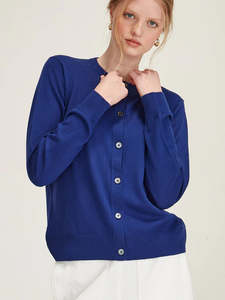 Knitwear: Felicity Merino Cardigan - Cobalt