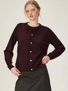 Knitwear: Felicity Merino Cardigan - Plum