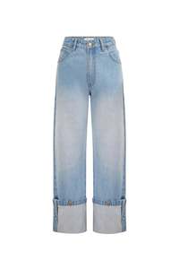 Walter Cuffed Straight Jeans - Faded Blue