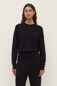Cotton Cashmere Lounge Sweater - Black