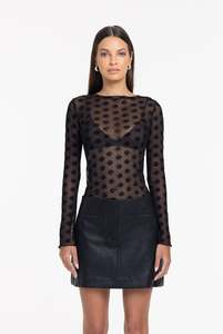 Gigi Top - Black Daisy Flower