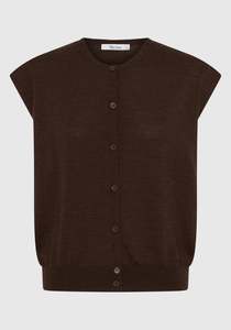 Morrison: River Knit Button Vest - Toffee