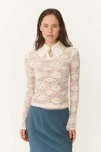 Rowie The Label: Charlotte Rose Lace Top - Butter Creme