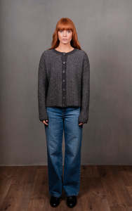 Links Stripe Cardi - Mid Grey