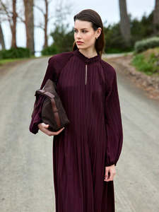 Jojo Pleat Dress - Plum