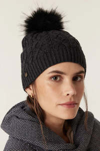 Cable: Merino Beanie - Charcoal