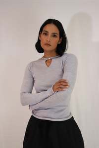 Melanie Long Sleeve Merino Top - Smoke