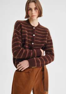Albi Knit Cardigan - Toffee Stripe