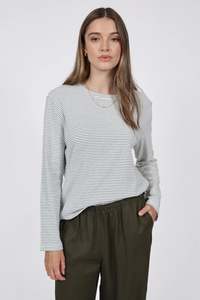Tops: Uno Long Sleeve Tee - Black Stripe
