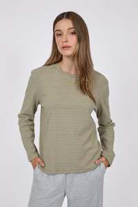 Tops: Uno Long Sleeve Tee - Pistachio Stripe