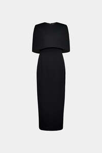 Dresses: Column Cape Dress - Black
