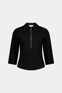 Zip Front Top - Black