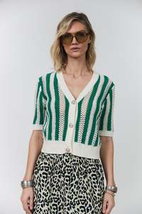 Lollys Laundry Siva Knit Cardigan - Green