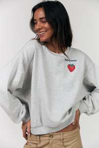 Lollys Laundry Sydney Strawberry Sweatshirt - Light Grey Melange