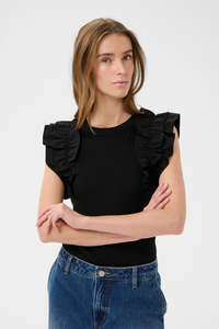 Karen By Simonsen: Karen by Simonsen Oda Ruffle Tank - Meteorite