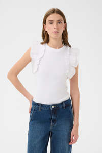 Karen by Simonsen Oda Ruffle Tank - Bright White