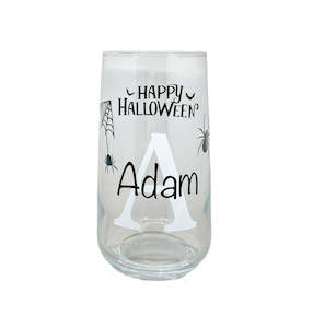 Halloween 1: Personalised Halloween Glass with Spiders
