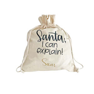 Stockings: Santa Sack Small - Santa I can explain- Personalised